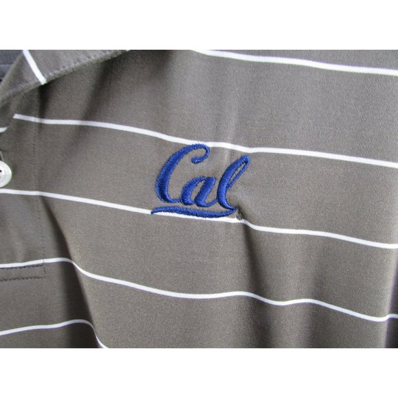 Cutter And Buck CB DryTec Green With White Stripes Cal Polo Shirt Size XLarge - Picture 2 of 7